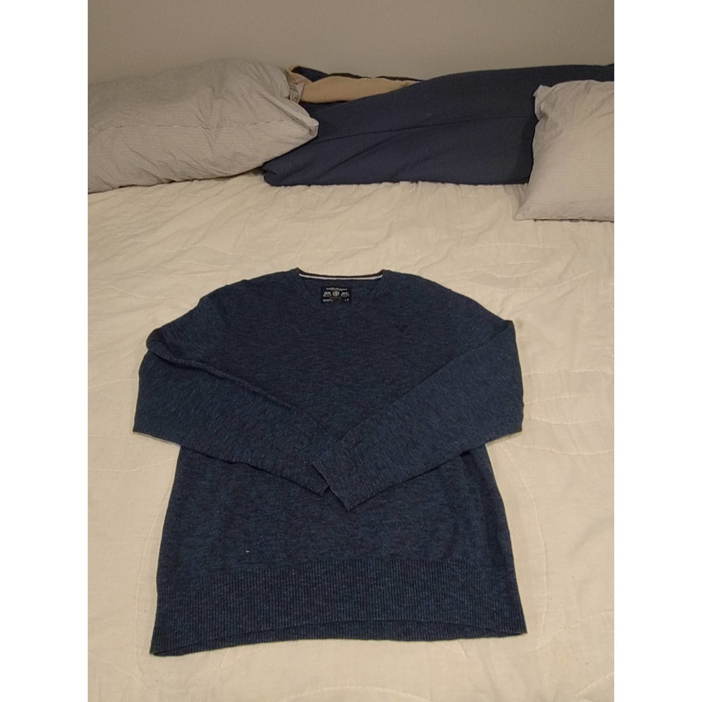 LARGE Blue American Eagle V-neck Sweater
